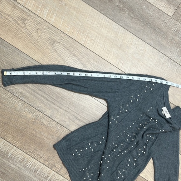The Loft Outlet Gray Cable Knit Sweater with Pearls Long Sleeve Sz S - Picture 11 of 11